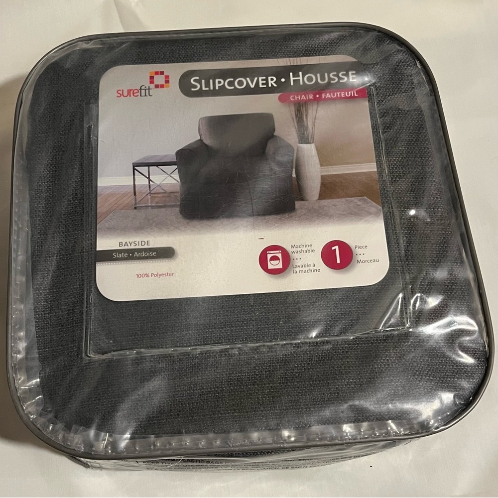 Sure Fit Bayside Charcoal Chair Slipcover